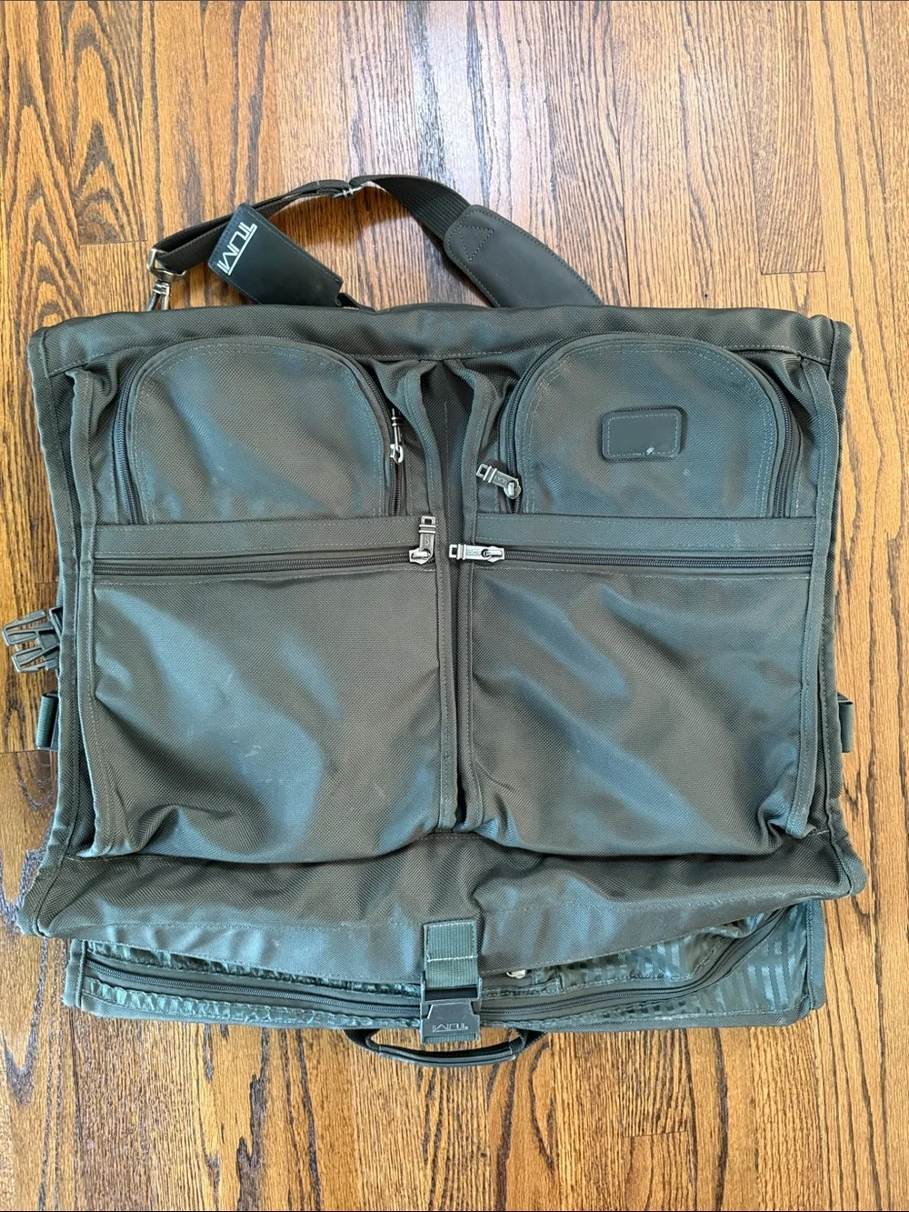 Tumi Olive Green Convertible Briefcase Duffle with Shoulder Strap